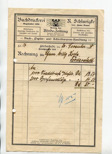 Rechnung 1938 frachtbiefe - rechnung,