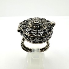 Antiker Art Deco Giftring Silber filigran Vintage Geheimfach Antique poison ring