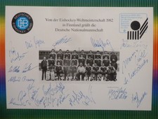 -ke- Eishockey-Nationalmannschaft 1982, DEB Mannschaftskarte DINA5 drucksigniert