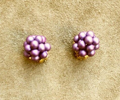 Ohrclips perlen violett - ohrclips, ~perlen