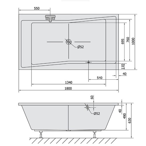 Quest badewanne 180x100cm - quest, oder