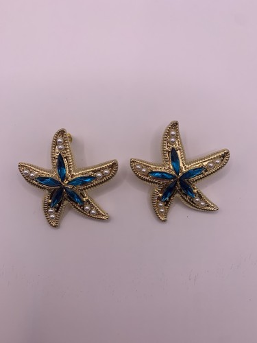 Seestern ohrringe gold - gold, blau