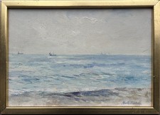 Niels Nielsen 1917-1989 Meerblick Schiffe Strand Skagen Sønderstrand 