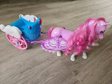 Barbie Mariposa Pegasus Pferd mit Flügeln und Kutsche Wagen Mattel