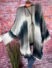 Grob Strick Jacke Mantel Cardigan BOUCLE Italy MEHRFARBIG M1 40 42 44 46