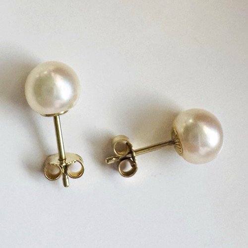 Weiß perlen ohrstecker 14k - perlen-ohrstecker,