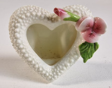 Porzellan Bilderrahmen Formano Herz Weiß Einschub-Rahmen Rosa Blumen Vintage