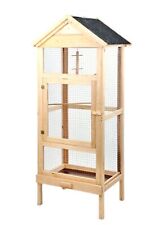 Bird Dream Vogel Holzvoliere mit Bitumen-Dach Echtholz Vogelkäfig Tierkäfig 