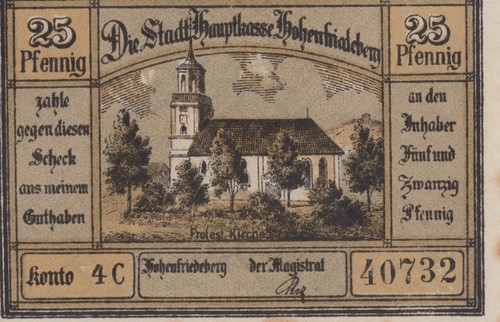Hohenfriedeberg notgeld pf - notgeld, 25