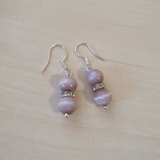 Katzenauge  Edelsteine Ohrringe Flieder  925 Silber 