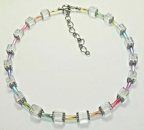 Halskette collier glaswürfel - halskette,