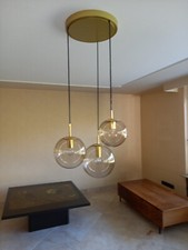 Deckenleuchte Deckenlampe Kaskadenleuchte LIMBURG  3 Kugeln Blasenglas 70er