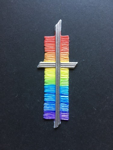Verzierwachs kreuz regenbogen - kreuz,