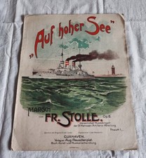 Antikes Notenheft aus Cuxhaven  Auf hoher See Marsch von FR. Stolle Op.6