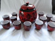 Rot Schwarz  Bowle Set Keramik