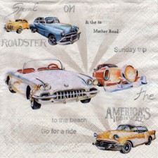 3 Servietten ~ Oldtime, Nostalgie, Retro Autos, legendäre Automodelle ~ 33x33