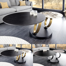 Drehbarer Couchtisch DANCING RINGS FARBWAHL Naturstein Schiefer Keramik rund