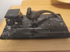 Schreibtischgarnitur, Bronze, Marmor, Tintenfass