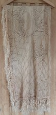 Tischdecke  "Alt" aus Garn mit Fransen Beige Handarbeit ca. 116 X 160 cm Top