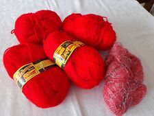 Handstrickgarn - 5 teils angefangene Knäuel in rot