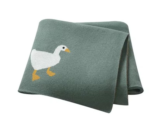 Teal green goose babydecke - goose,