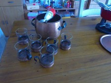 tolle Feuerzangenbowle Kupfer Kupfertopf  6 Becher Bowletopf