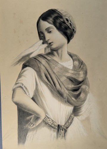 Junge frau mit vogel 1850 - vogel,,