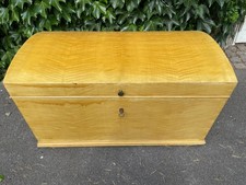 große alte Runddeckeltruhe Holztruhe Weichholz Shabby Chic Retro