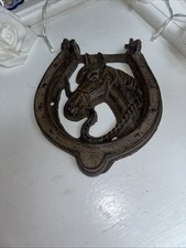 Western Gusseisen Türklopfer Hufeisen Pferdekopf Wohndeko Scheune Cowboy hellbraun