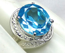 Ring 925 Silber Gr. 17,8 (56) riesiger, intensiv blauer Blautopas , mod. UNIKAT