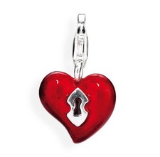 Charm Herz rot mit Schlüsselloch Silber Heartbreaker HB 201 Karabinerverschluss 