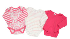C&A 3x Baby-Body Langarmbody Mädchen Gr. 62/68 rosa weiß pink langärmelig