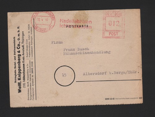 Ichtershausen postkarte 1947 - postkarte,