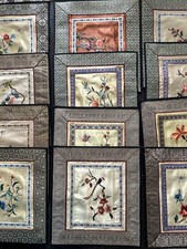 Deckchen China Muster Set 12 Stück  Glänzend Erbstücke Brokat Seidig Preisschild