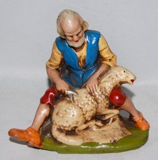 Krippenfigur, Hirte mit Schaf, Krippe, Marolin, Pappmache, Weihnachten