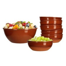 7tlg Schalenset Salatschale 1L + 6 kleine Schälchen 350 ml Ton Geschirr Schüssel