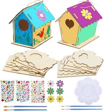 Vogelhaus-Set zum Basteln, 2 Stück, aus Holz, für Mädchen und Jungen