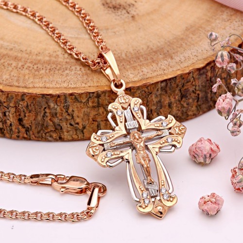 585 gold collier mit - gold, kreuz