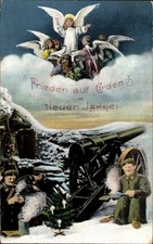 Ak Glückwunsch Neujahr, Engel, Friede auf Erden, Soldaten,... - 3518365