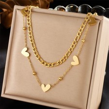 Herz Charm Doppel Halskette