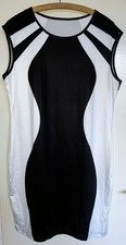 Neues Schwarz Weißes Color Block Bodycon Kleid GR. XL 42/44/46