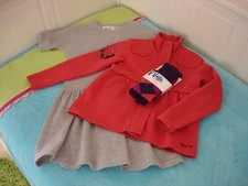 SWEAT KlEID LITTLE PIECES grau Jacke ESPRIT rot Gr.122 128 134 STRUMPFHOSE NEU!