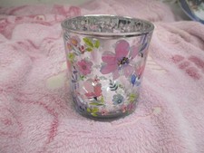 Formano Teelichthalter aus silbernem Glas Blumenwiesendekor