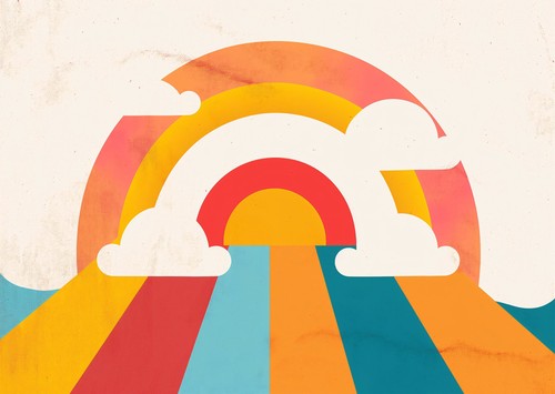 Retro regenbogen wandkunst - retro,