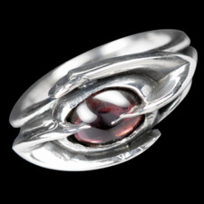 Tribal Garnet Ring 925 Silver