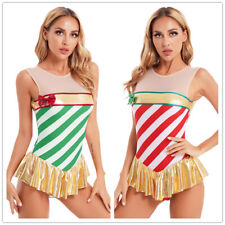 DE Damen Weihnachten Tanzkostüm Ballettanzug Ballett Tanz Leotard Trikot Kleider