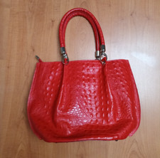 Damentasche in rot Leder Krokomuster groß, made in Italy