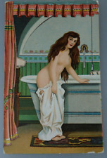 Erotische Kunst Postkarte Motiv/Thema Bad Toilette WC Nachttopf Po 1920 (96959)