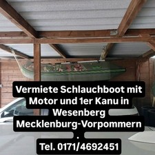 Vermiete Schlauchboot mit Motor und 1er Kanu in Wesenberg Mecklenburg-Vorpommern