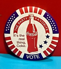 Coca Cola Iconic Vote The Party Favorite Patriotic Election Pin Button 5 cm